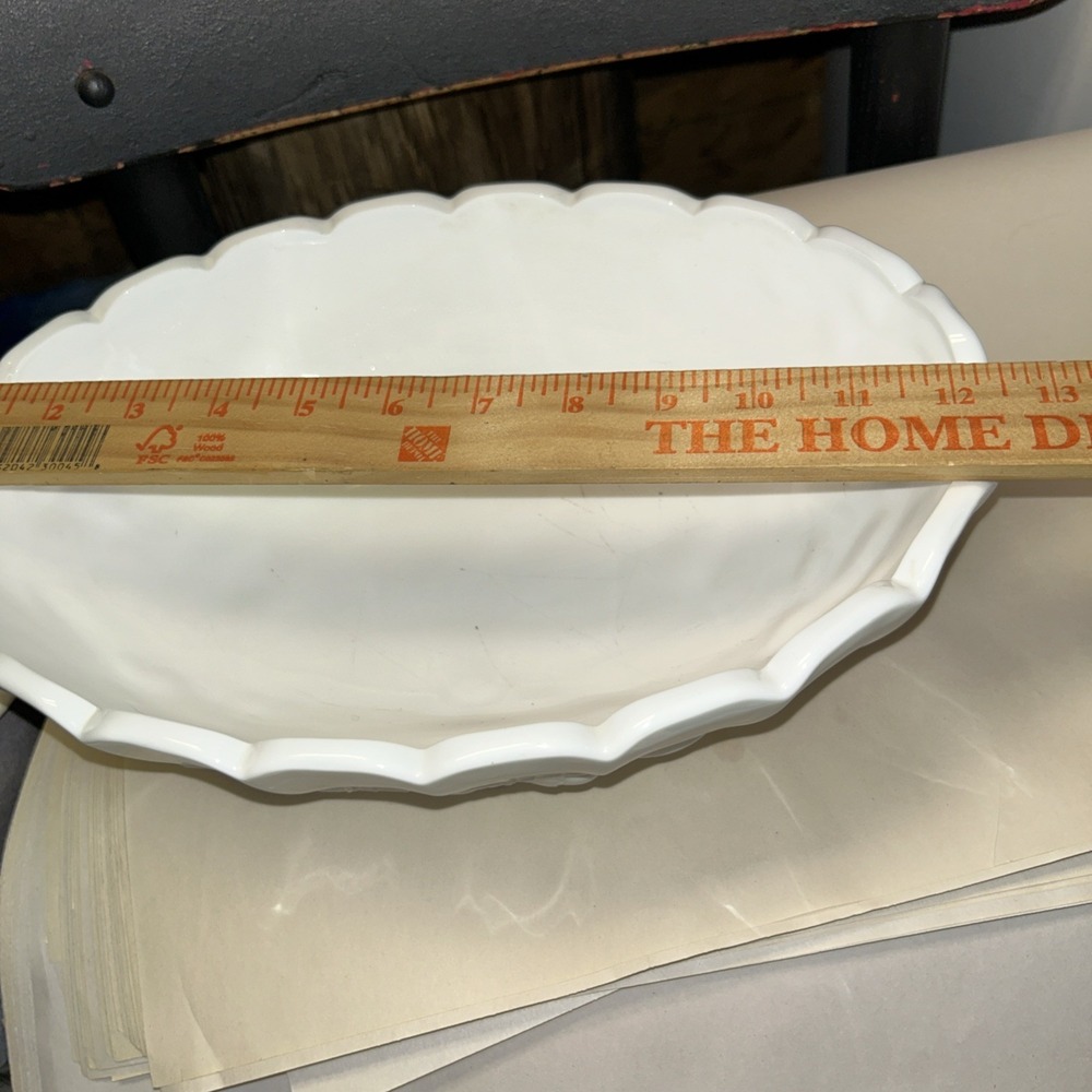 Indiana Glass Fruit Bowl White Milk Glass Footed 12 Inch Oval Vintage - Picture 5 of 6